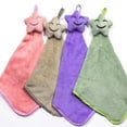 thumbnail image 5 of OULII Serviette Carrée Petite 5 Pcs en Polaire Corail Beige Serviette à Main Suspendue pour Usage Visage, 5 of 5