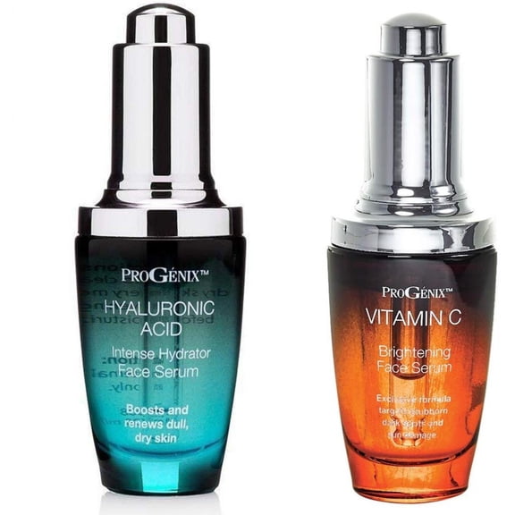 Progenix Hyaluronic Acid SerumFace - Vitamin C Brightening Serum Combo 1 Oz Pk 2
