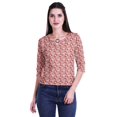 thumbnail image 4 of Moomaya Printed Keyhole Neck Ring Top Casual 3/4th Sleeve Tees Tank Tunic Top, 4 of 5