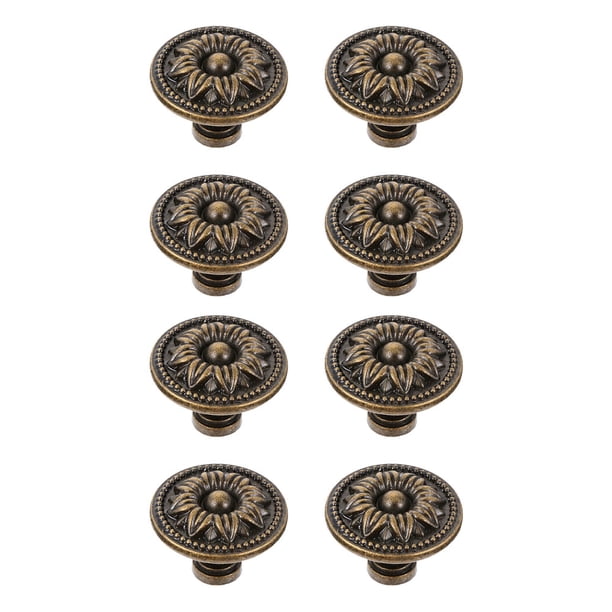 GOOHOCHY 8 tiradores sencillos para armarios, pomos vintage con forma de flor para cajones (bronce)