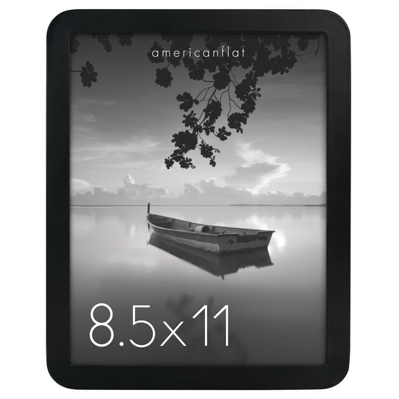 Americanflat 8.5x11 Picture Frame with Shatter-Resistant Glass Round Corner Molding Mod Collection - Black