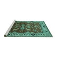 thumbnail image 2 of Ahgly Company Machine Washable Indoor Square Oriental Turquoise Blue Industrial Area Rugs, 4' Square, 2 of 4