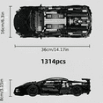 thumbnail image 1 of Conjuntos de bloques de construcción de automóviles súper deportivos, modelo de coche de bloques de construcción de automóviles deportivos de tecnología de 1314 piezas para adultos, 1 of 7