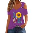 thumbnail image 1 of Tops de Hombro Frío para las Mujeres Día de la Independencia Impreso Fuera Del Hombro Blusa con Cuello en V, Fuera Del Hombro de las Mujeres, 1 of 4