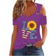 thumbnail image 1 of Tops de Hombro Frío para las Mujeres Día de la Independencia Impreso Fuera Del Hombro Blusa con Cuello en V, Fuera Del Hombro de las Mujeres, 1 of 4