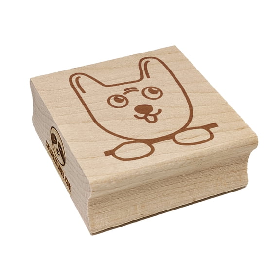 Cute Puppy Dog Doodle Face and Paws Square Rubber Stamp Stamping Scrapbooking Crafting - Small 1.25in