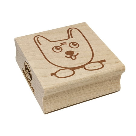 Cute Puppy Dog Doodle Face and Paws Square Rubber Stamp Stamping Scrapbooking Crafting - Small 1.25in
