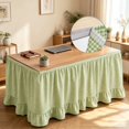 thumbnail image 7 of 6FT Green Gingham Ruffled Table Skirt, Woven Fabric Farmhouse Table Cover for Spring Decor, Easter Party, Garden Picnic, Dessert Table, 30 x 72 Inch, 7 of 7