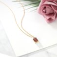 thumbnail image 4 of Gem Stone King 18K Yellow Gold Plated Silver Red Tiger Eye and White Diamond Pendant Necklace for Women | 2.03 Cttw | Gemstone Birthstone | Emerald Cut 9X7MM | With 18 inch Silver Chain, 4 of 4