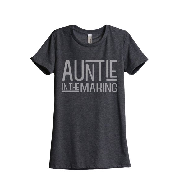 Thread Tank Auntie In The Making Women's Fashion Relaxed Crewneck T-Shirt Tee Charcoal Small