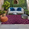 thumbnail image 2 of Pink Leopard Print Outdoor Rug for Patio/Deck/Porch, Non-Slip Large Area Rug 3 x 5 Ft, Retro Chic Abstract Animals Texture Indoor Outdoor Rugs Washable Area Rugs, Reversible Camping Rug Carpet Runner, 2 of 8