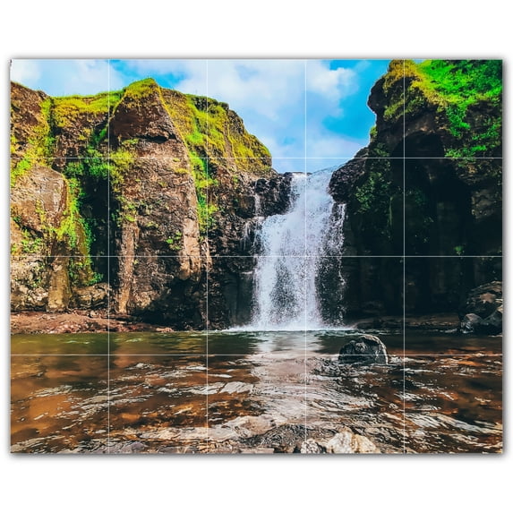 Picture-Tiles.com: Waterfalls Ceramic Tile Wall Mural WAL501144-54XL. 60"W x 48"H using (20) 12" x 12" Ceramic Tiles-Satin Finish