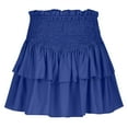thumbnail image 5 of qolati Women Smocked Ruffle Mini Skirts Summer High Waisted Tiered Short Skirt Cute Pleated A-Line Flared Skirt with Shorts Underneath, 5 of 6
