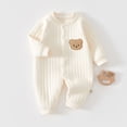 thumbnail image 2 of Hessimy Newborn Infant Baby Girl Basic Ruffle Romper Bodysuit Jumpsuit Casual Clothes Summer One Piece Solid Outfit(Beige, 2 of 7