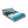 thumbnail image 2 of Ambesonne Landscape Fitted Sheet & Pillow Sham Set, River Cloudy Mountain, Queen, White Green Grey, 2 of 2