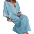 thumbnail image 2 of CHUANK Robe Maxi Ample à Manches Longues en Coton et Lin pour Femmes, Grande Taille, Unie, Boutonnée, 2 of 3