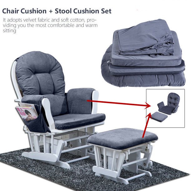 Fdit Rocking Chair Cushions Set Cushion Stool Pad Warm Cover Gray Com Fdit Rocking Chair Cushions Set, Glider Rocking Chair Cushions Uk