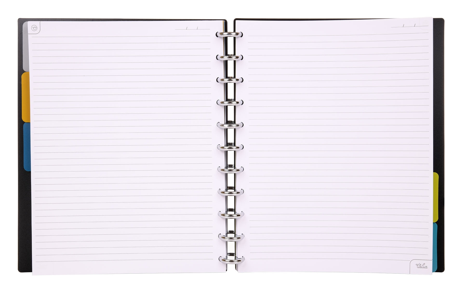 Talia Notebook Planner, Customizable -03224 (Black /Silver Discs, Letter (8.5in x 11in)