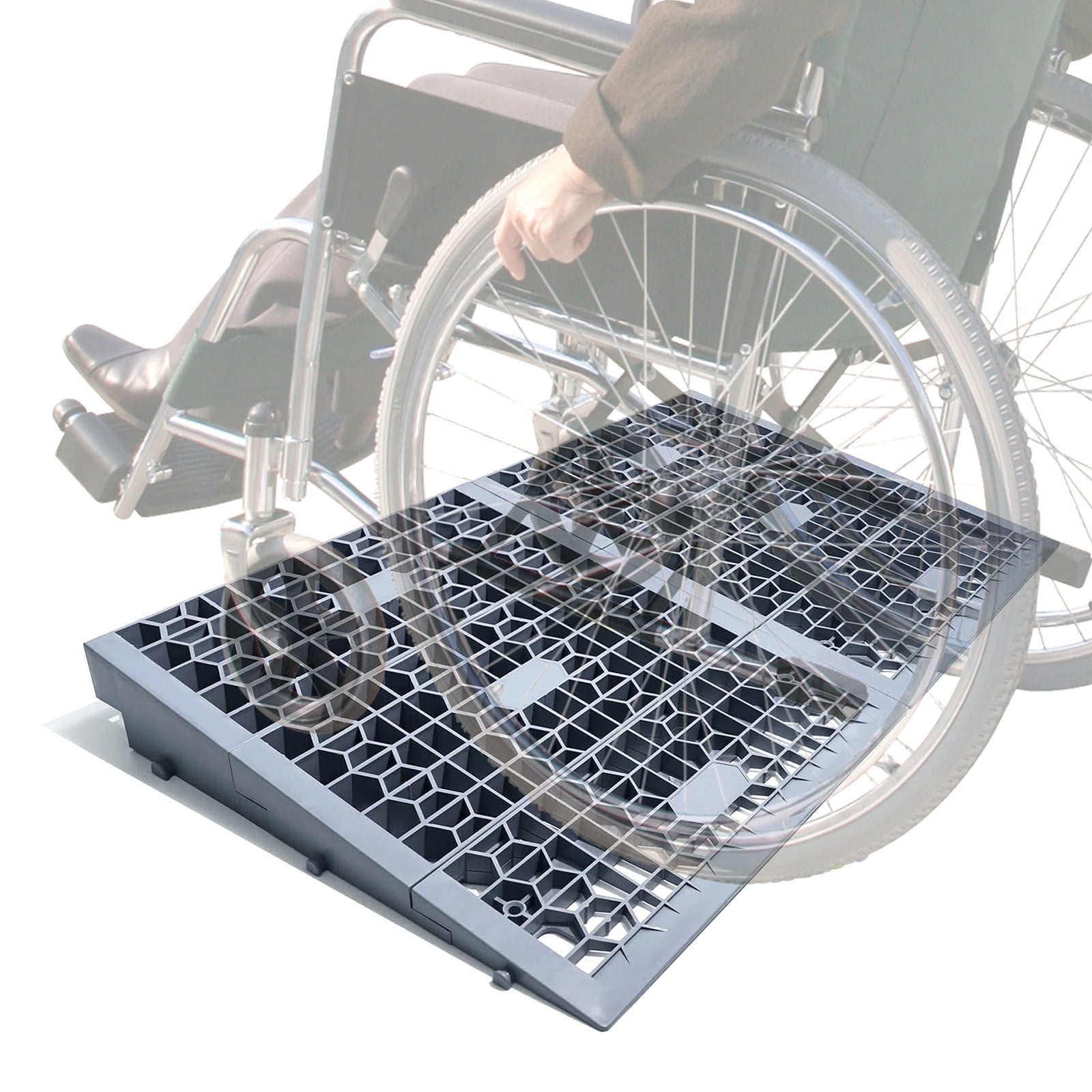 Modular Threshold Ramps, 3" Rise Plastic Wheelchair Ramps, 3000LBS Capacity, Mobility Door Ramps for Home Steps，Detachable Entry Ramps, Non-Slip Curb Ramps for Scooters/Cars—2 PCS