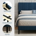 thumbnail image 3 of 4 EVER WINNER Queen Size Upholstered Platform Bed Frame with Headboard, Blue Queen Bed Frame, No Box Spring Needed, Blue, 3 of 7
