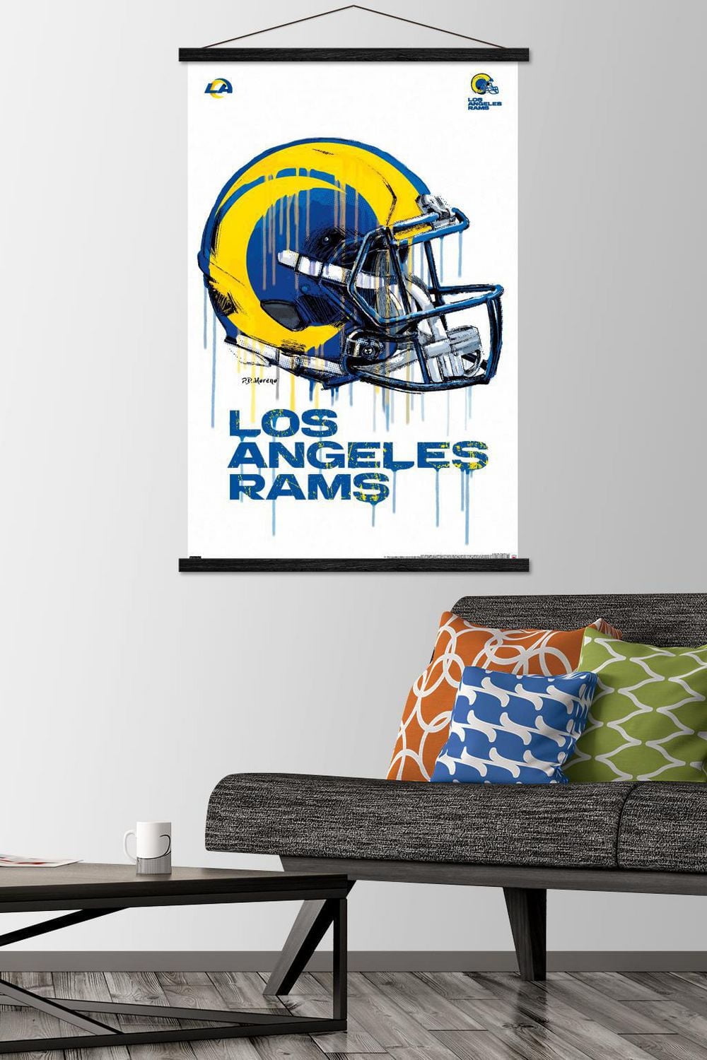 NFL Los Angeles Rams - Drip Helmet 20 Wall Poster, 14.725" x 22.375" Framed
