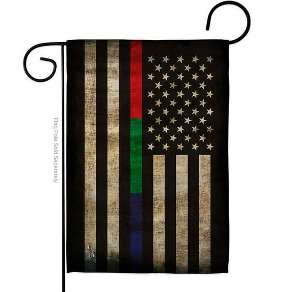 Angeleno Heritage G135431-BO 13 x 18.5 in. Thin Blue, Green & Red Line Garden Flag with Armed Forces Service Double-Sided Decorative Horizontal Flags House Decoration Banner Yard Gift