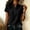 Black, variant on Ayolanni Short Sleeve Shirts for Women Solid V-Neck Button Down 100% Cotton Blouse Henley Loose Workout Shirts Women's Tops, Tees & Blouses Black L