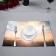 thumbnail image 2 of MKHERT Easter Concept Silhouette Cross on Meadow Sunrise Placemats Table Mats for Dining Room Kitchen Table Decoration 12x18 inch,Set of 4, 2 of 4