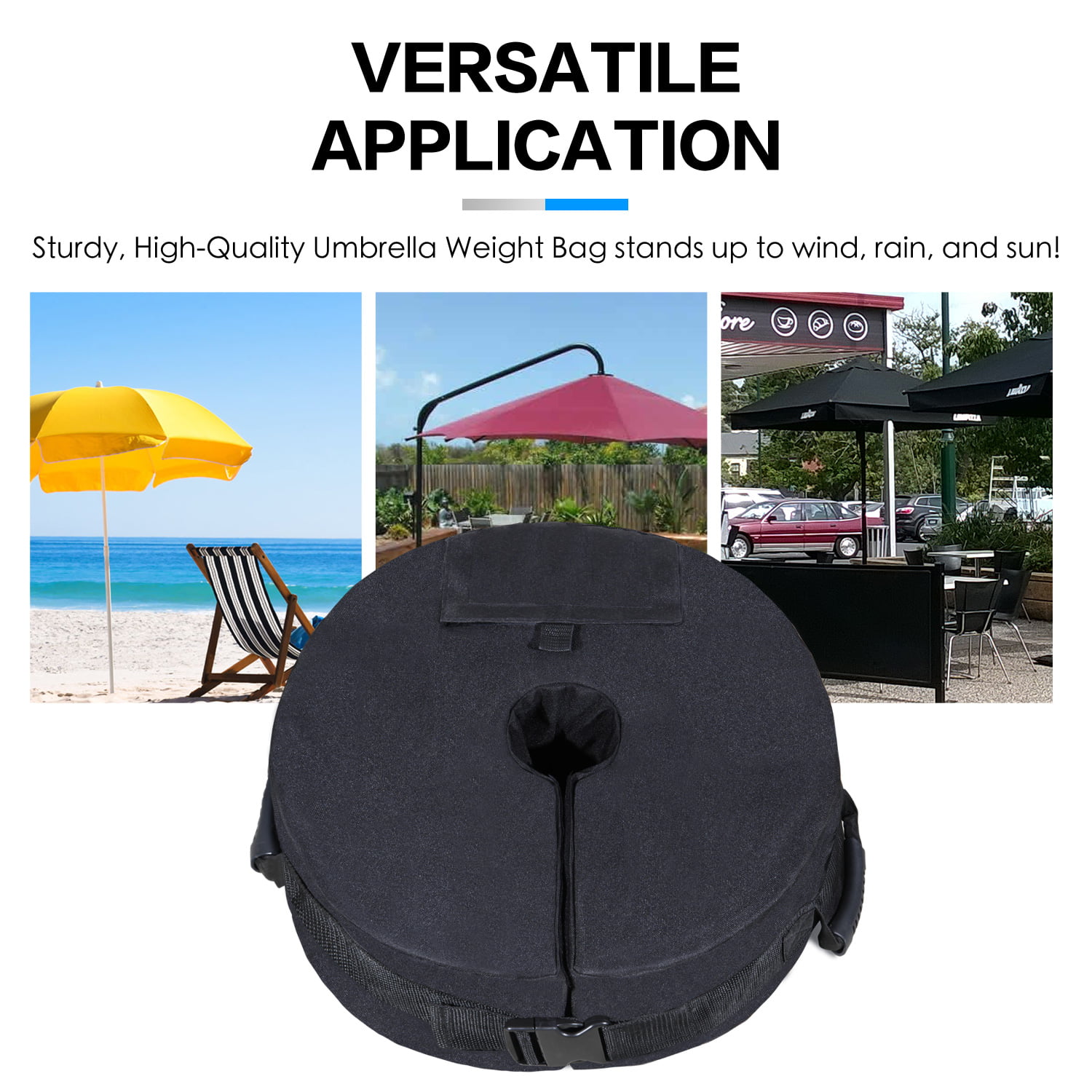 18" Simple Deluxe Round Umbrella Base Weight Bag with Opening Sand up to 90 Lbs 