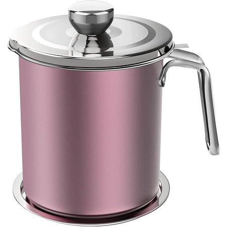 

Oil Strainer Pot Grease Can 2L / 67.6 fl oz Food Strainer Stainless Steel Oil Storage Container with Fine Mesh Strainer Dust-proof Lid Non-slip Tray for Storing Frying Oil & Cooking Grease