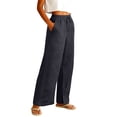 thumbnail image 7 of Stichou Linen Pants Women 2026 Summer Fashion Wide Leg High Waisted Palazzo Pant Boho Casual Drawstring Beach Lounge Trousers Dark Gray XL, 7 of 7