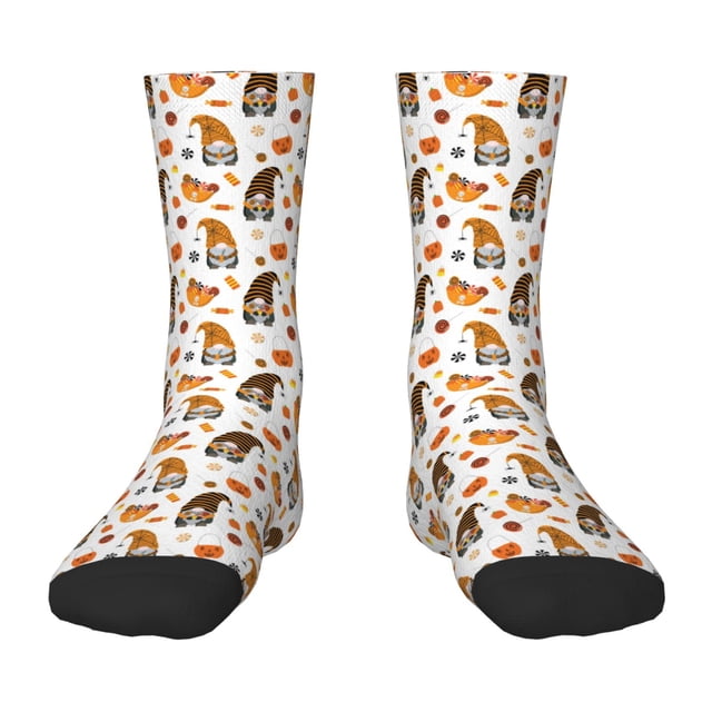 Kdxio Halloween Gnomes Print Children's Socks for Daily Wear and Sports Use Colorblock Mid-Calf Design Breathable Material