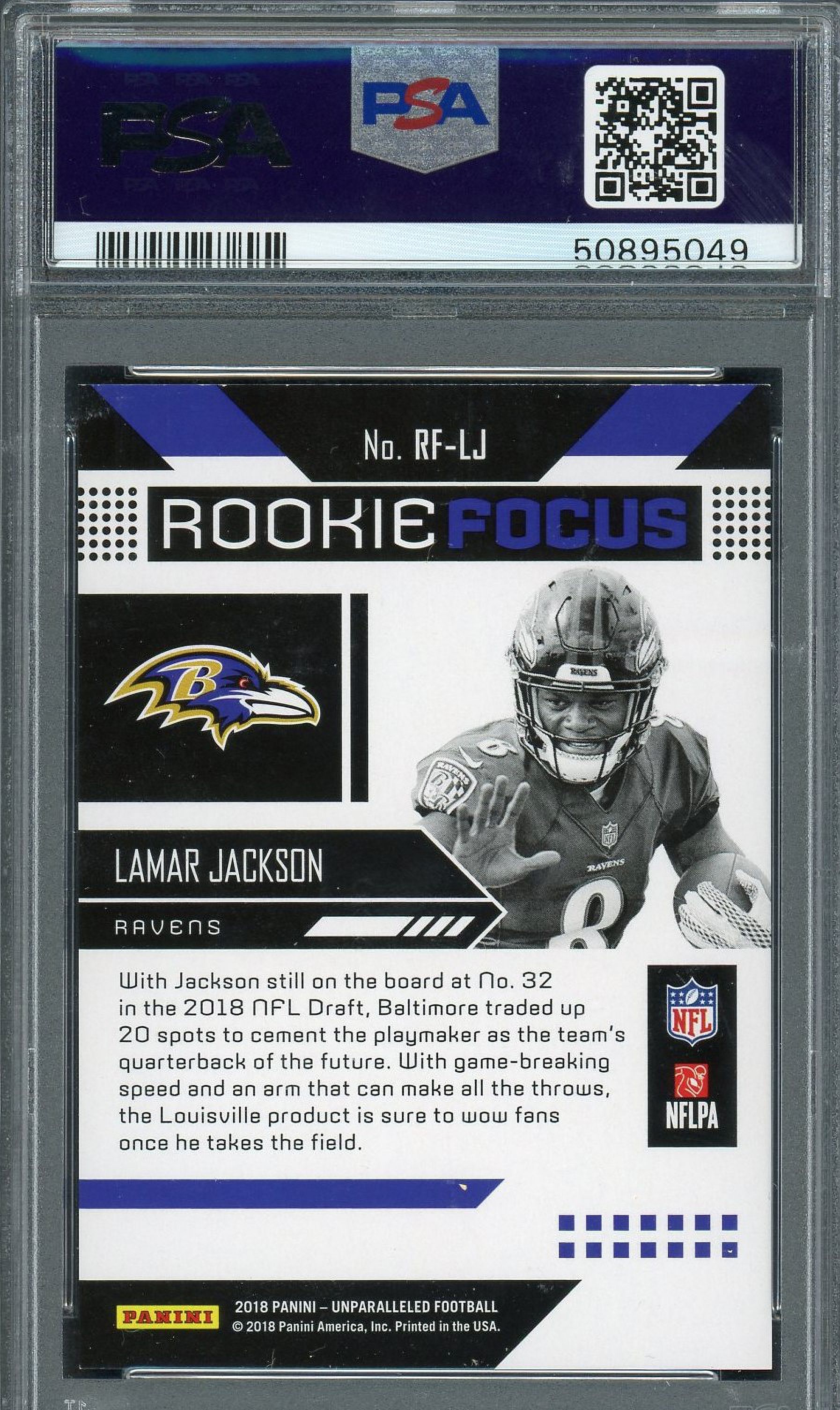 Lamar Jackson 2018 Panini Unparalleled Football Rookie Card #LJ