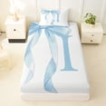 thumbnail image 3 of Erosebridal Blue Bowknot Twin Sheet Sets for Girls, Monogrammed I Bedding, 3pcs, 1 Flat Sheet, 1 Fitted Sheet and 1 Pillowcase, 3 of 5