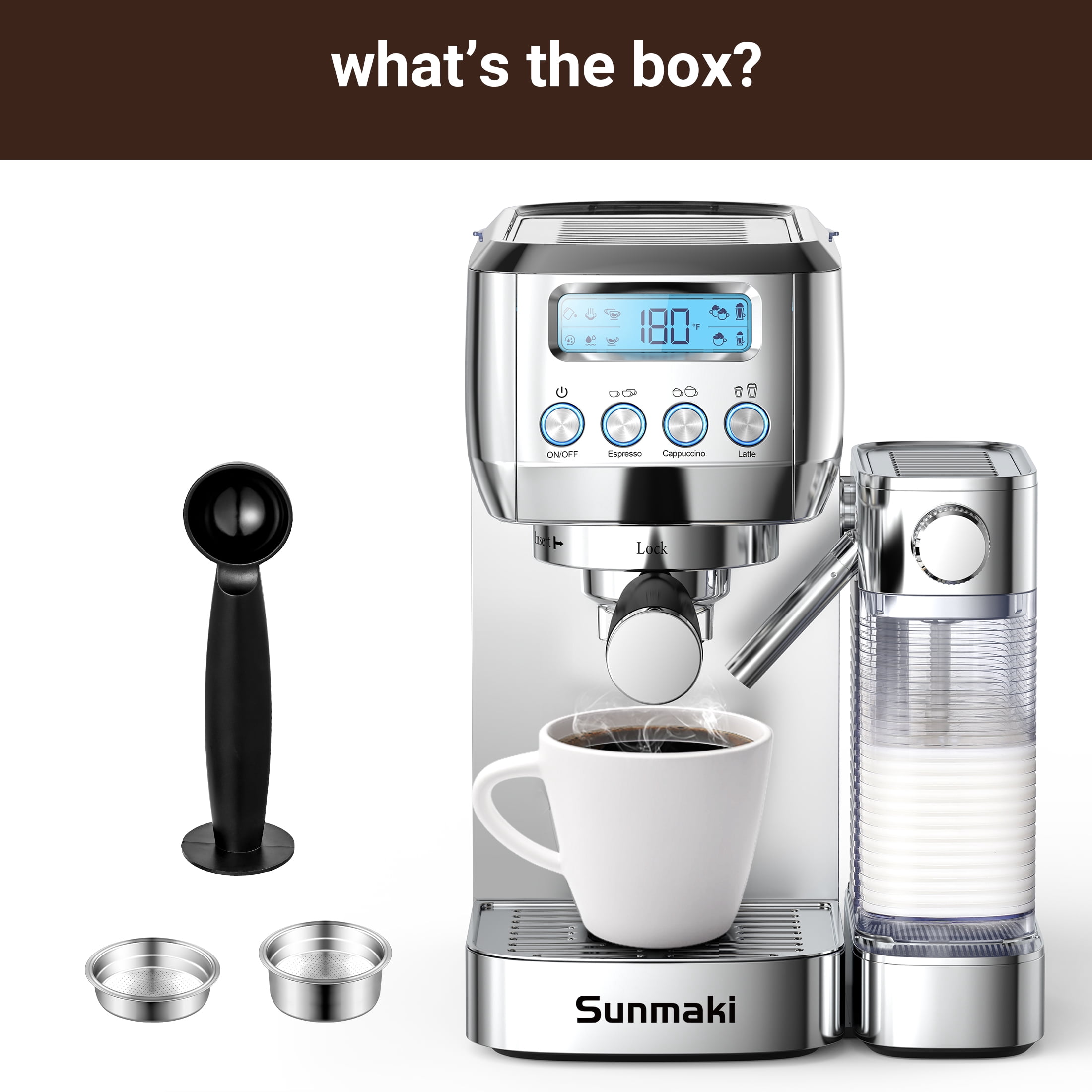 Sunmaki Espresso Machine High Pressure Professional Coffee Maker for Espresso, Latte, Macchiato