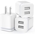 thumbnail image 1 of Cargador de pared USB LUOATIP, paquete de 3 unidades, 2,1 A/5 V, doble puerto para iPhone, 1 of 7