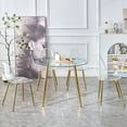 thumbnail image 5 of Dining Tables A glass tabletop with a diameter of 40 inches and a modern minimalist circular dining table with gold plated metal legs. 40 '* 40' * 30 ' DT-1164,Modern Dining Tables, 5 of 24