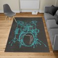 thumbnail image 2 of Rock Music Turkish Area Rug, Doodle Drawing Sketch Drummer Musical Inspirations Monochrome Arrangement, Soft Carpet for Living Room Decor with Distressed Look, 6.6' X 9.6', Sky Blue, by Ambesonne, 2 of 4