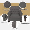 thumbnail image 6 of Living Room Chairs Modern Accent Linen Fabric Arm Chair Comfy Upholstered Tufted Club Single Sofa Dark Gray, 6 of 10