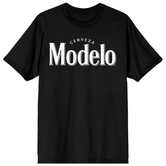 Modelo Single Color Logo Women's Black Short Sleeve Crew Neck Tee-Medium