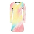 thumbnail image 5 of Lorytime Pajamas Dresses for Women V Neck Knee Length Long Sleeve Sleepdress Tie Dye Print Sleepshirts Nightdress Pajamas Dress Casual Comfy Soft Lounge House Nightgowns S, 5 of 7