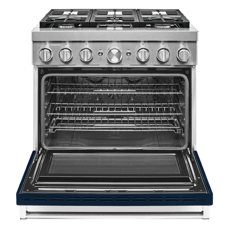 KitchenAid - 5.1 Cu. Ft. Freestanding Dual Fuel True Convection Range with Self-Cleaning - Ink blue