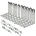 thumbnail image 1 of 90 x 90mm Angle Bracket Stainless Steel L Shaped Angle Brackets Corner Braces Support with Screws, 10pcs, 1 of 7
