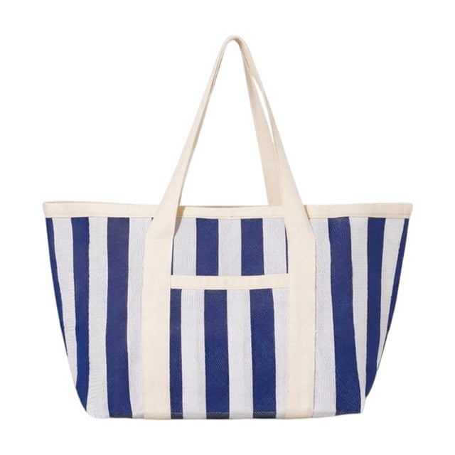 Bolso tote a rayas, bolso de mano elegante para la oficina, bolso de hombro para mujer, bolso de playa Azul