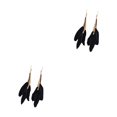 thumbnail image 3 of Qarigey 2 uds pendientes cadena pluma bohemio borla pendiente largo Retro accesorios de joyería elegante para mujeres niñas negro Negro 2piezas, 3 of 6