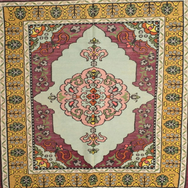 Ahgly Tapis d'Intérieur Lavable en Machine Carré Traditionnel Marron Sienne, 8 Pieds Carré