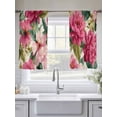 thumbnail image 5 of Pink Flowers Sheer Curtains 45 Inch Length 2 Panels Set Window Treatments, Spring Watercolor Floral Leaves Plants Beige Rod Pocket Semi Curtains for Living Room/Bedroom/Kitchen Décor, 104"W x 45"L, 5 of 7