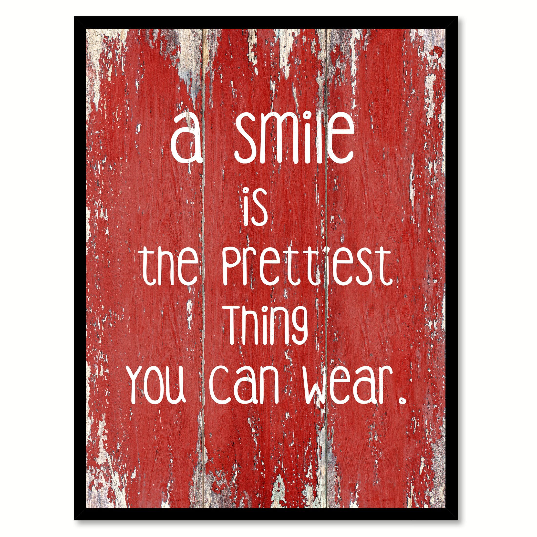 A Smile Is The Prettiest Thing You Can Wear Quote Saying Red Canvas