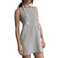 thumbnail image 1 of Robe d'Été Sans Manches à Col Rond Dos Ouvert Décontractée Plage Soleil Coton Lin Mini Robe Grise TG, 1 of 8