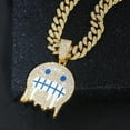 thumbnail image 4 of Smiley face hip hop Cuban chain, men's rhinestone pendant necklace jewelry, men's fashion jewelry silver gold, 4 of 6